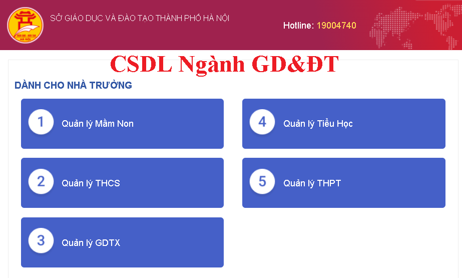 CSDL Ngành GD&ĐT