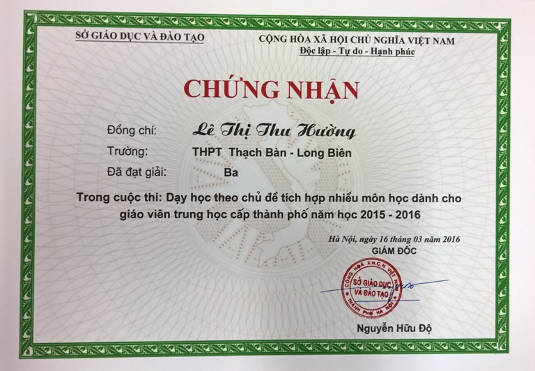 Thành tích của Trường THPT Thạch Bàn năm học 2015-2016 - c3thachban.edu.vn