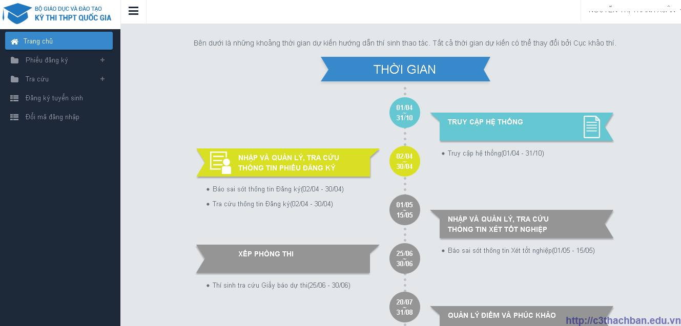 Hướng dẫn sử dụng tài khoản hệ thống thi THPT Quốc gia 2016 - c3thachban.edu.vn